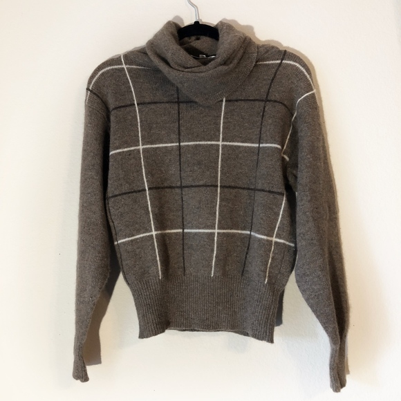 Dior Sweaters - VINTAGE Dior Brown Plaid Cowl Turtle Neck Sweater